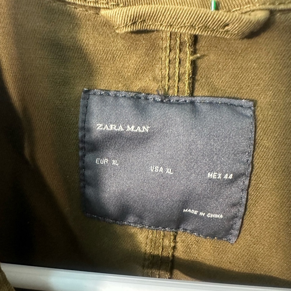 Zara Men’s Olive Green/Brown Full Zip Utility Jacket Size XL EUC - Picture 4 of 8